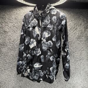 Lululemon Floral Hooded Pullover Jacket Womens Size 6 Black Gray Running Windbre